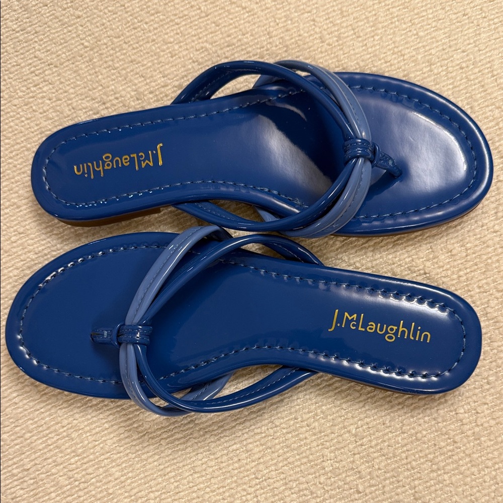 J. McLaughlin Caitlin Thong Sandal Blue Patent Leather